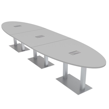 Skutchi Designs 45 in W, 165.75 in L, 29 in H, Engineered Wood Top, Grey HAR-OVL-45X166-DOU-ELEC-XD01